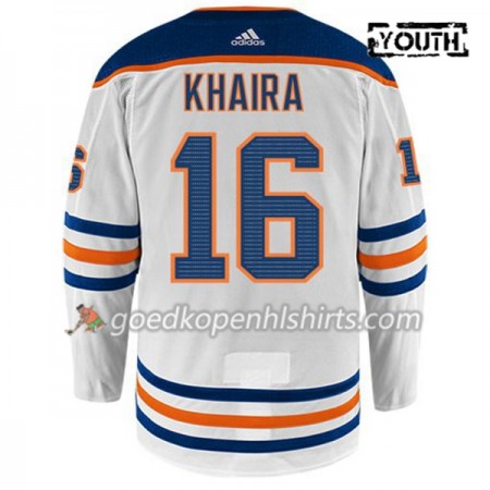 Edmonton Oilers JUJHAR KHAIRA 16 Adidas Wit Authentic Shirt - Kinderen